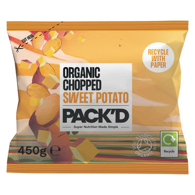 PACK'D organic sweet potato in organic packaging