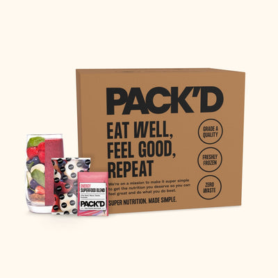 PACK'D Energy trade box with freshly frozen fruit