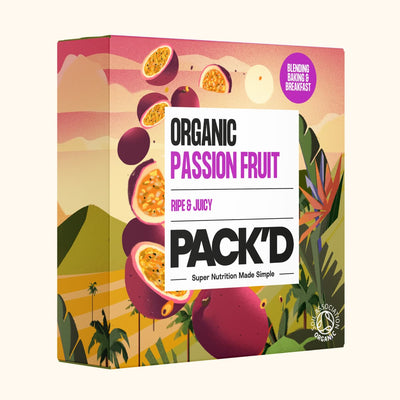 Box of PACK'D Organic Passion Fruit