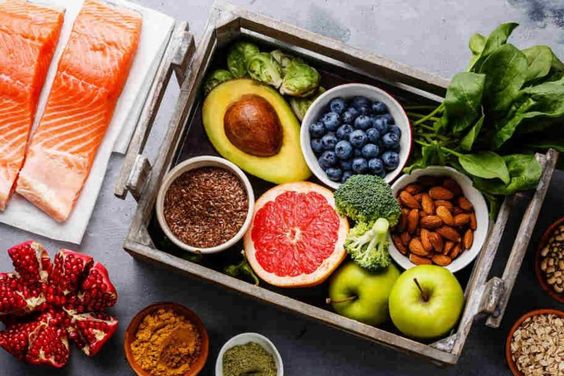clean eating tray of fresh foods