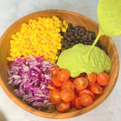 PACK'D Black Bean Salad with Creamy Avocado Dressing
