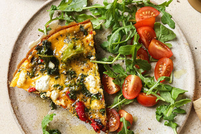 5 ingredient feta, pepper and broccoli frittata