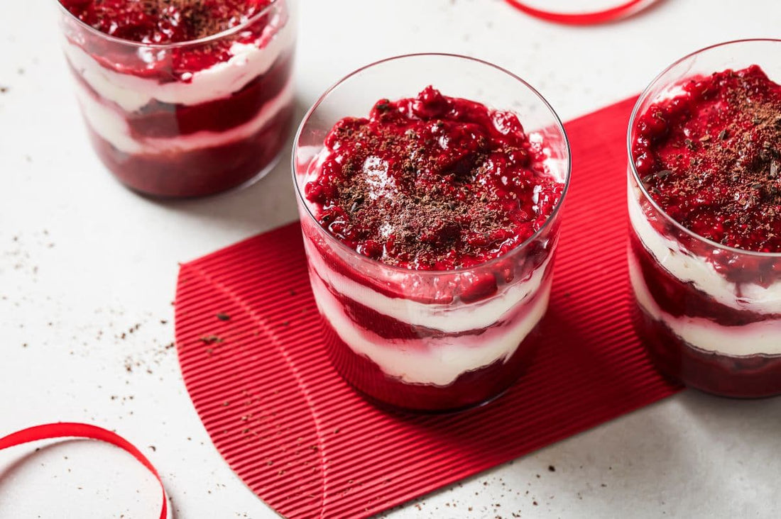 PACKD raspberry and tiramisu served in a selection of 3 jars