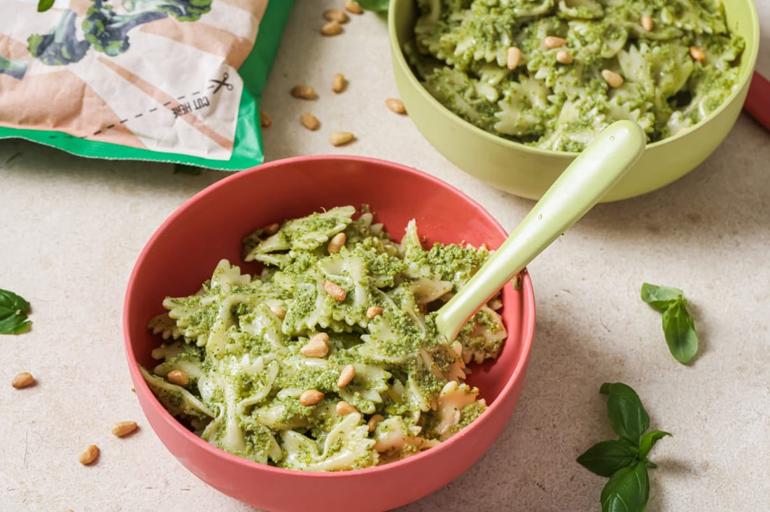 PACK'D Broccoli Pesto Pasta served in a bowl