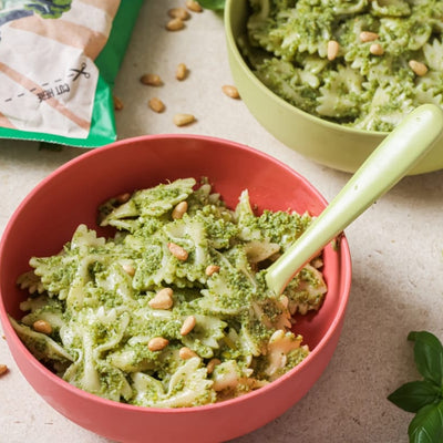 PACK'D Broccoli Pesto Pasta served in a bowl