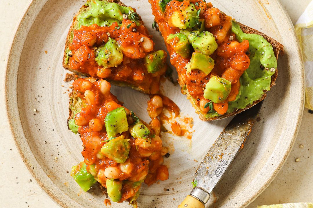 Beans & avocado on toast recipe from PACK'D