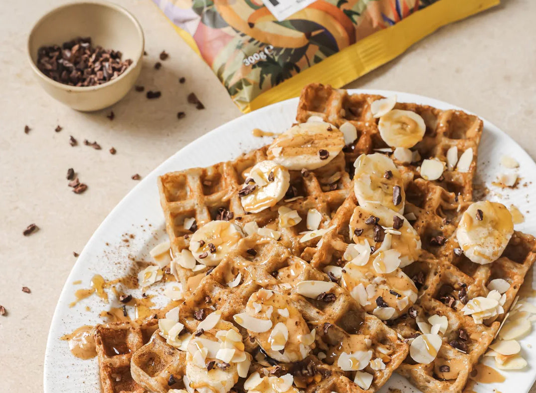 Super Easy Banana and Almond Waffles recipe