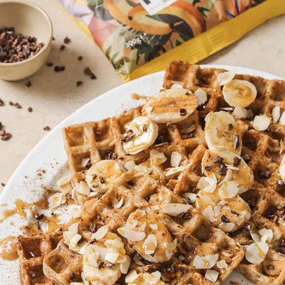 Super Easy Banana and Almond Waffles recipe