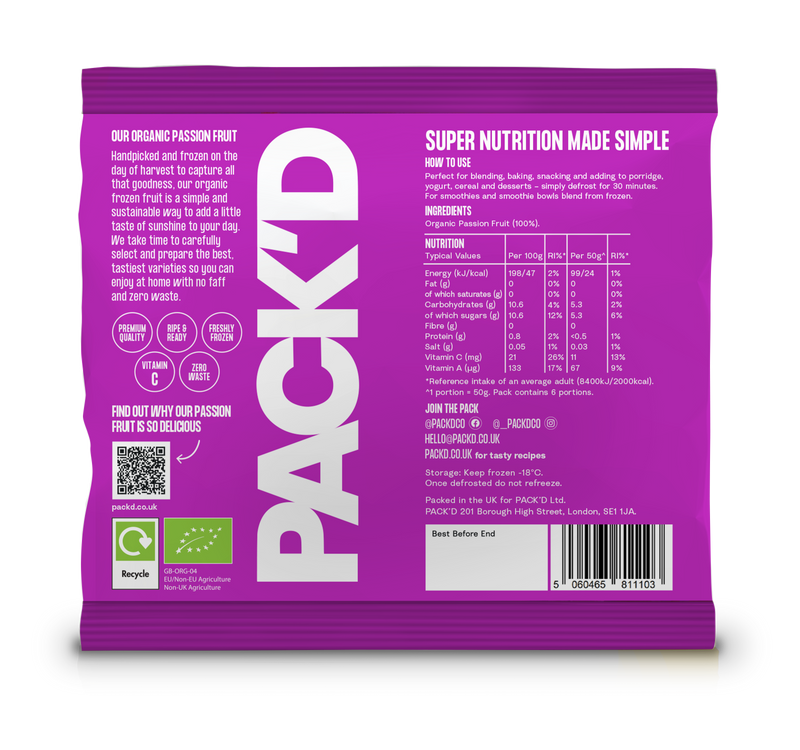 Purple packaging with &