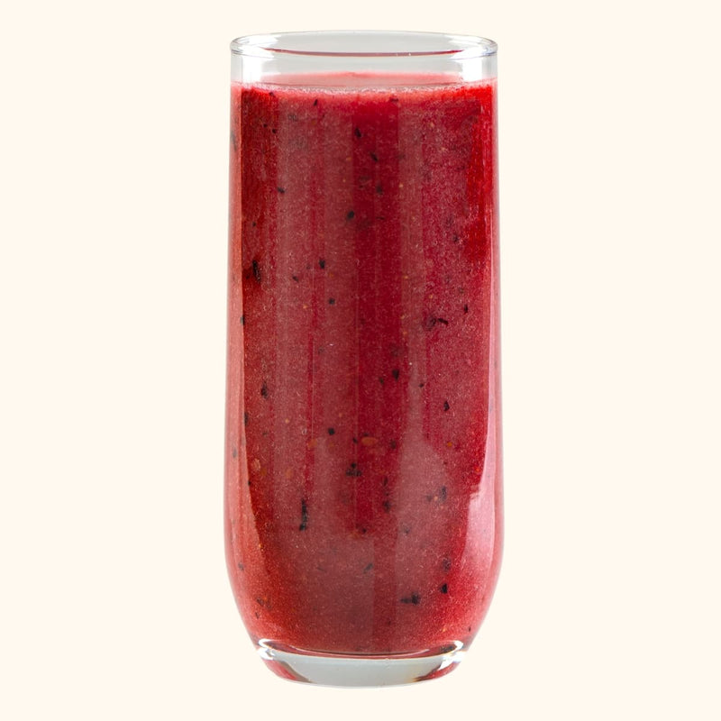 Dark Berry Immunity Smoothie glass with the mixed smoothie