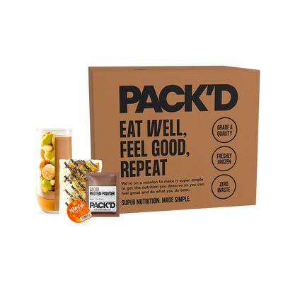 PACKD peanut butter chocolate protein smoothies trade case