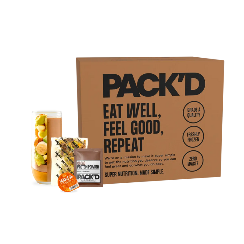 PACKD peanut butter chocolate protein smoothies trade case
