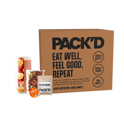 PACKD peanut butter jelly protein smoothies trade case
