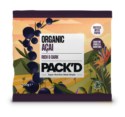 Pack'd Frozen Organic Acai 300g Front Packaging