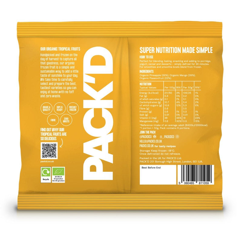 Nutritional information for PACK&