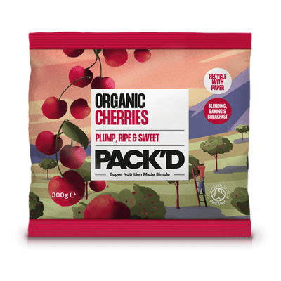 ORGANIC CHERRIES 300G front of pack