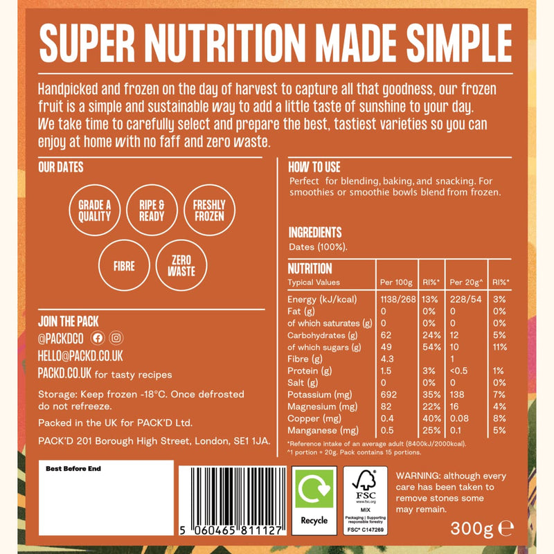 Nutritional information for PACK&