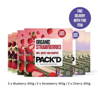 Blueberry, Strawberry and Cherry - our hand picked organic frozen fruit bundle